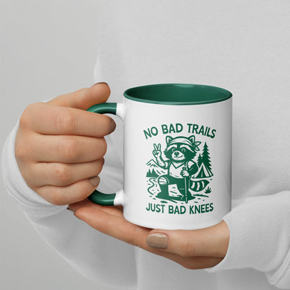 No Bad Trails Just Bad Knees Hiking Accent Coffee Mug | Funny Outdoor Hiker Gift - Spinsterly Co