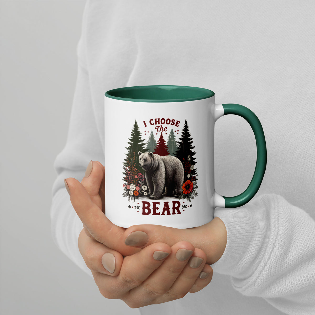 I Choose the Bear Forest Floral Accent Coffee Mug | Funny Feminist Outdoors Gift - Spinsterly Co