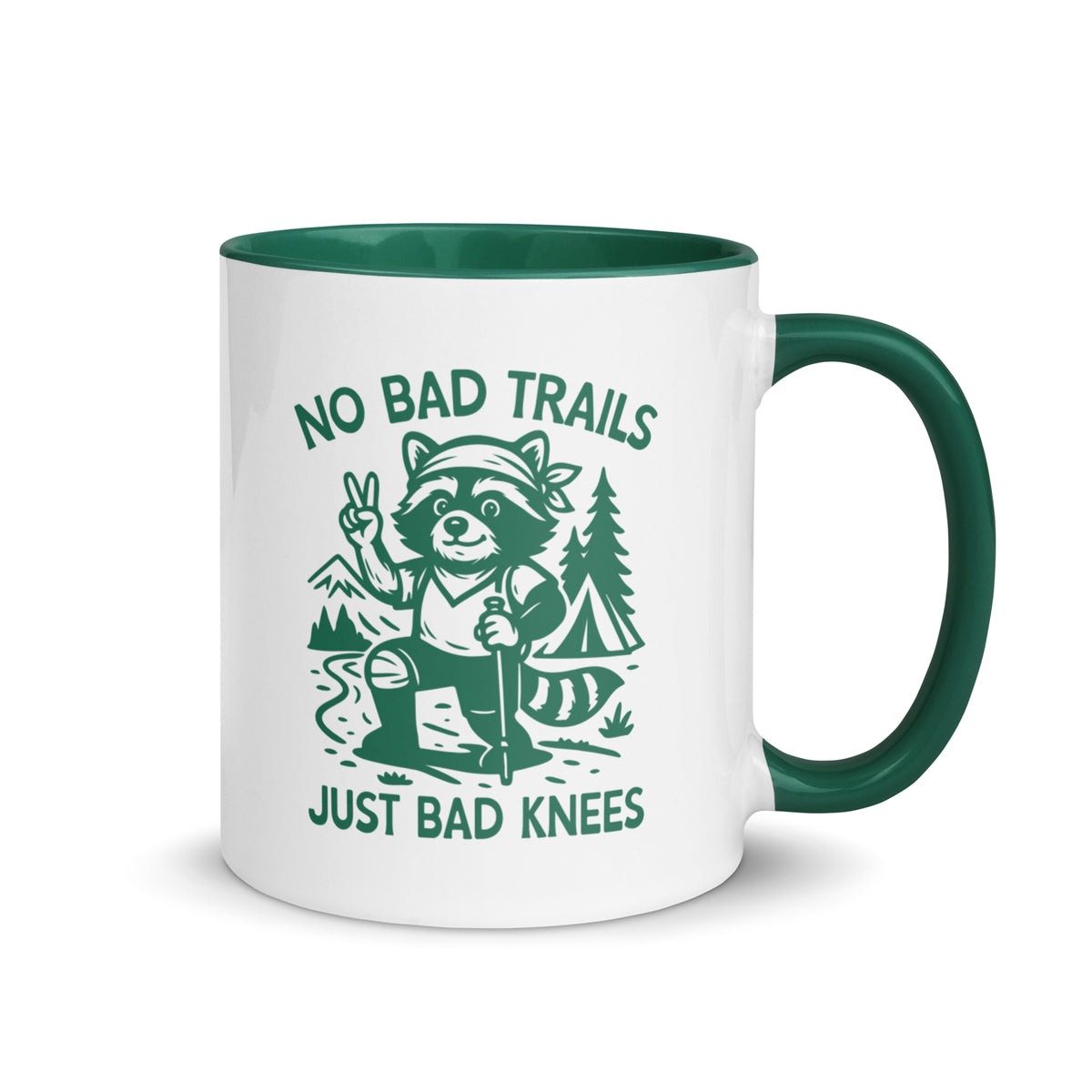 No Bad Trails Just Bad Knees Hiking Accent Coffee Mug | Funny Outdoor Hiker Gift - Spinsterly Co