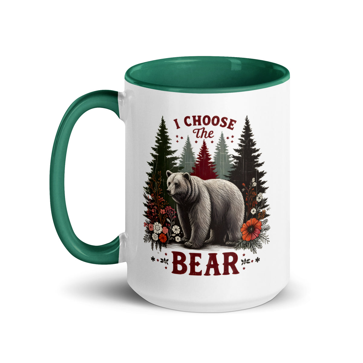 I Choose the Bear Forest Floral Accent Coffee Mug | Funny Feminist Outdoors Gift - Spinsterly Co