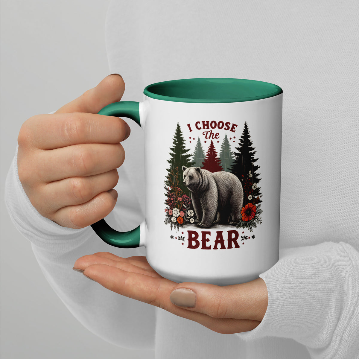 I Choose the Bear Forest Floral Accent Coffee Mug | Funny Feminist Outdoors Gift - Spinsterly Co