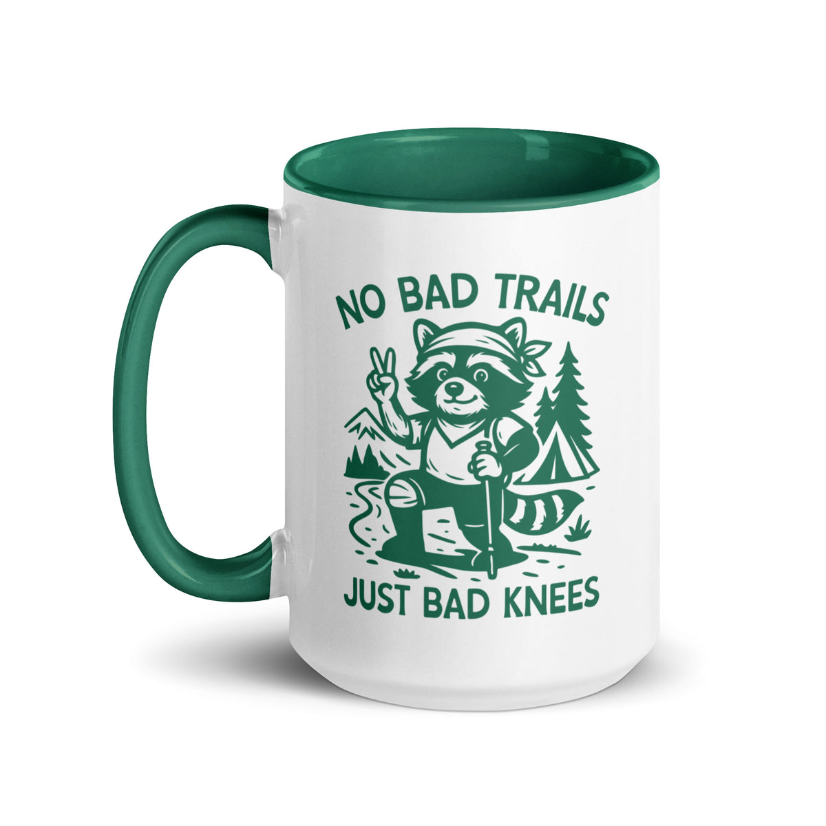 No Bad Trails Just Bad Knees Hiking Accent Coffee Mug | Funny Outdoor Hiker Gift - Spinsterly Co