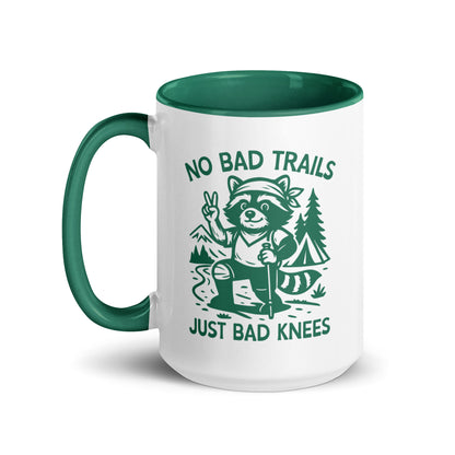 No Bad Trails Just Bad Knees Hiking Accent Coffee Mug | Funny Outdoor Hiker Gift - Spinsterly Co