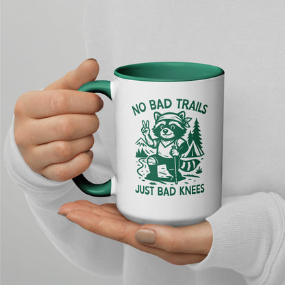 No Bad Trails Just Bad Knees Hiking Accent Coffee Mug | Funny Outdoor Hiker Gift - Spinsterly Co