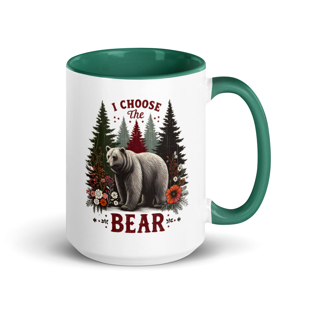 I Choose the Bear Forest Floral Accent Coffee Mug | Funny Feminist Outdoors Gift - Spinsterly Co