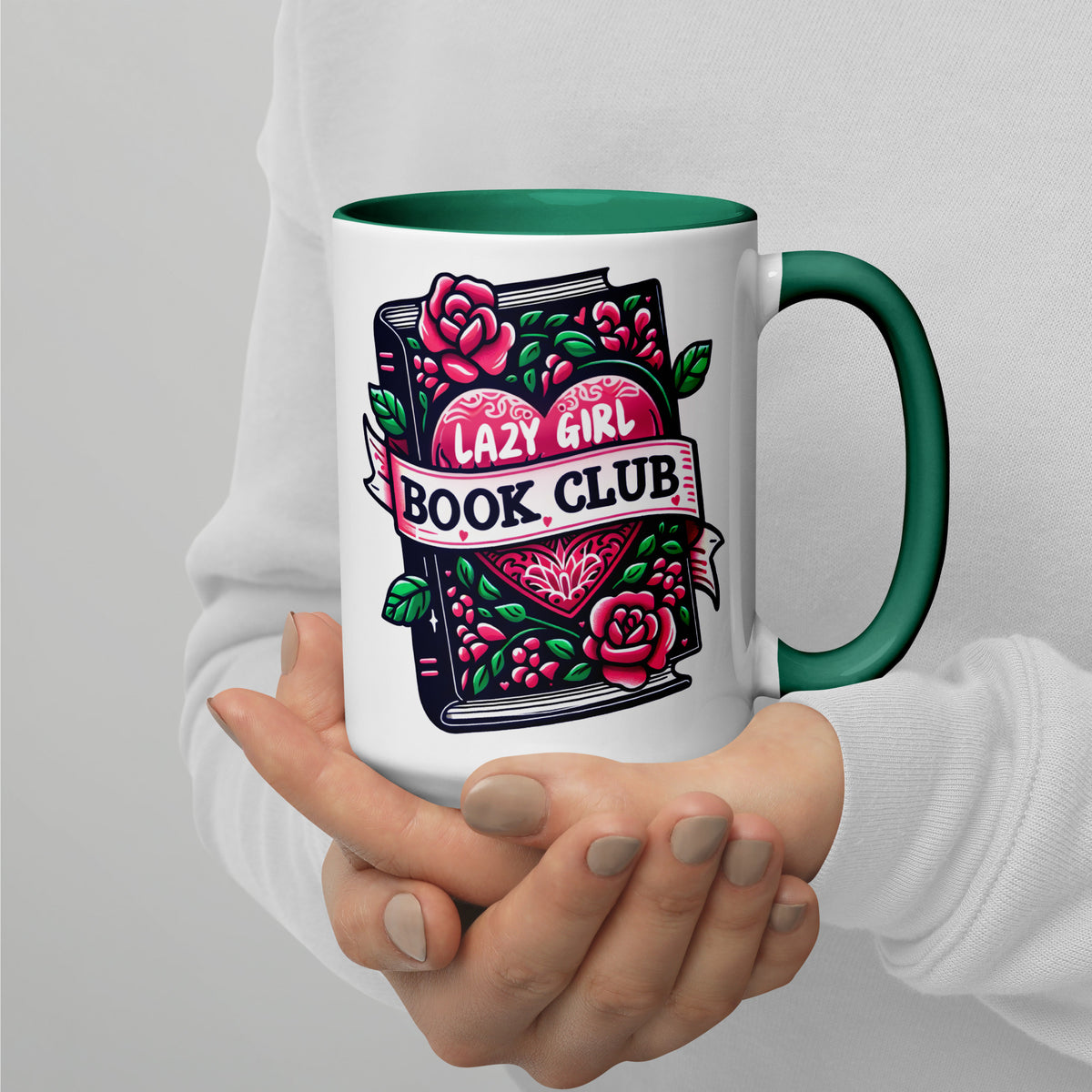 Lazy Girl Book Club Mug | Tattoo-Style Bookish Ceramic Mug - Spinsterly Co