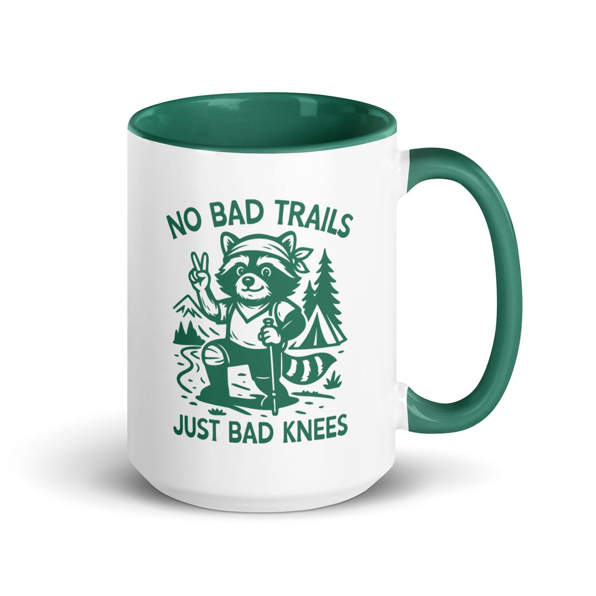 No Bad Trails Just Bad Knees Hiking Accent Coffee Mug | Funny Outdoor Hiker Gift - Spinsterly Co