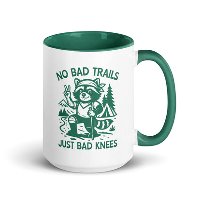 No Bad Trails Just Bad Knees Hiking Accent Coffee Mug | Funny Outdoor Hiker Gift - Spinsterly Co