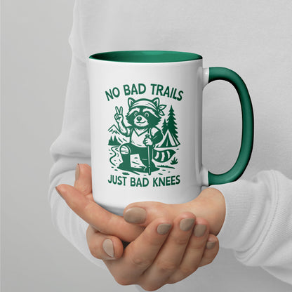 No Bad Trails Just Bad Knees Hiking Accent Coffee Mug | Funny Outdoor Hiker Gift - Spinsterly Co