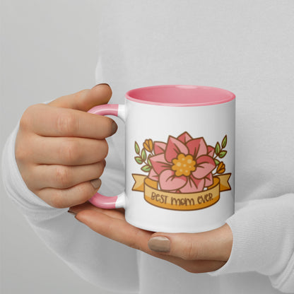 Best Mom Ever Tattoo Floral Accent Coffee Mug | Mother's Day Gift for Mom - Spinsterly Co