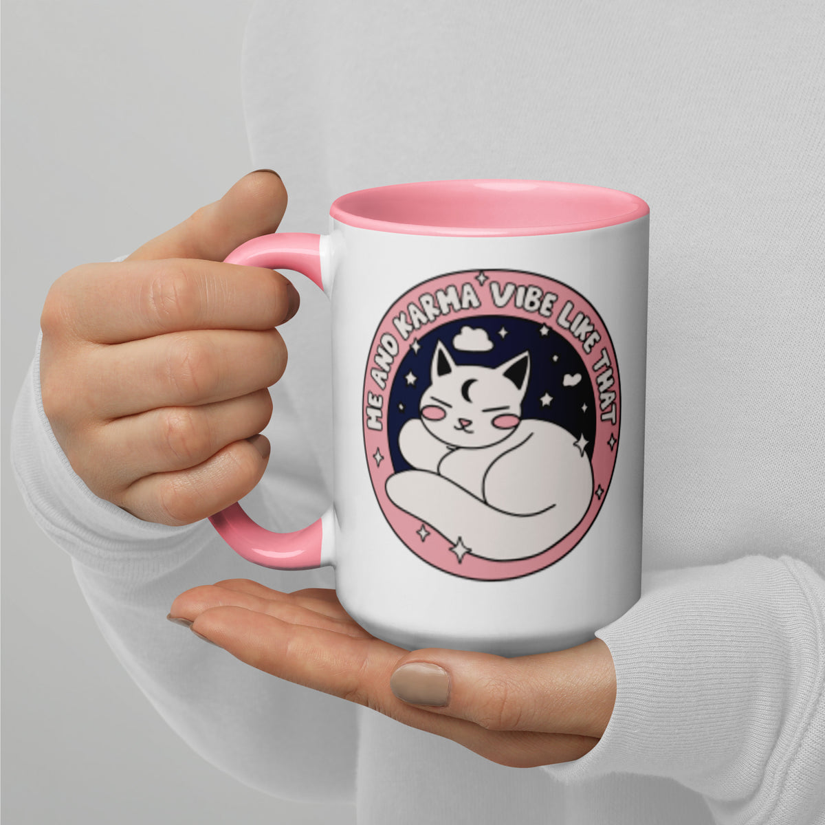 Cozy Cat Energy Mug | Starry Cat Ceramic Mug for Cat Lovers - Spinsterly Co