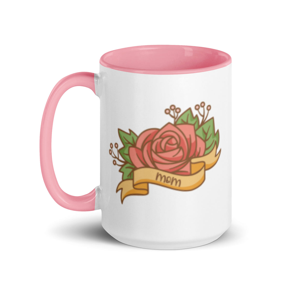 Mom Tattoo Rose Banner Accent Coffee Mug | Punk Rock Mother's Day Gift - Spinsterly Co