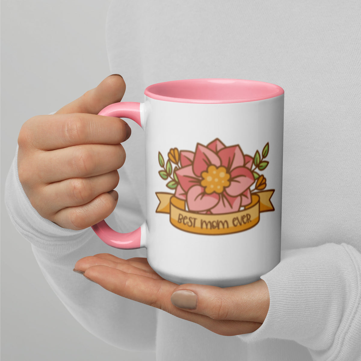 Best Mom Ever Tattoo Floral Accent Coffee Mug | Mother's Day Gift for Mom - Spinsterly Co