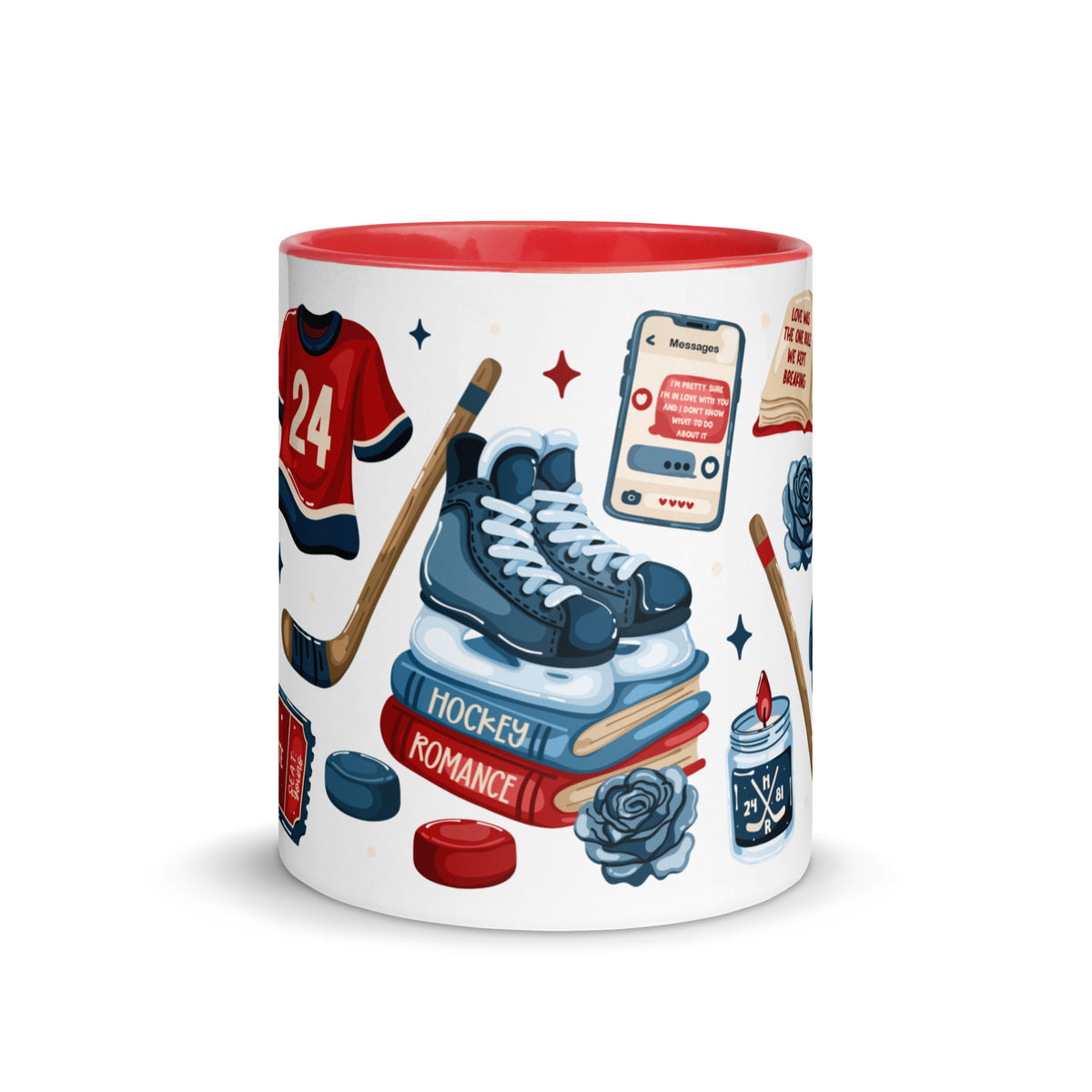 Queer Hockey Romance Scatter Pattern Accent Coffee Mug | Bookish Sports Romance Gift - Spinsterly Co