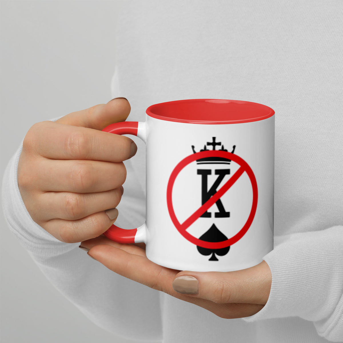 No Kings Prohibition Symbol Accent Coffee Mug | Funny Anti-Monarchy Political Gift - Spinsterly Co