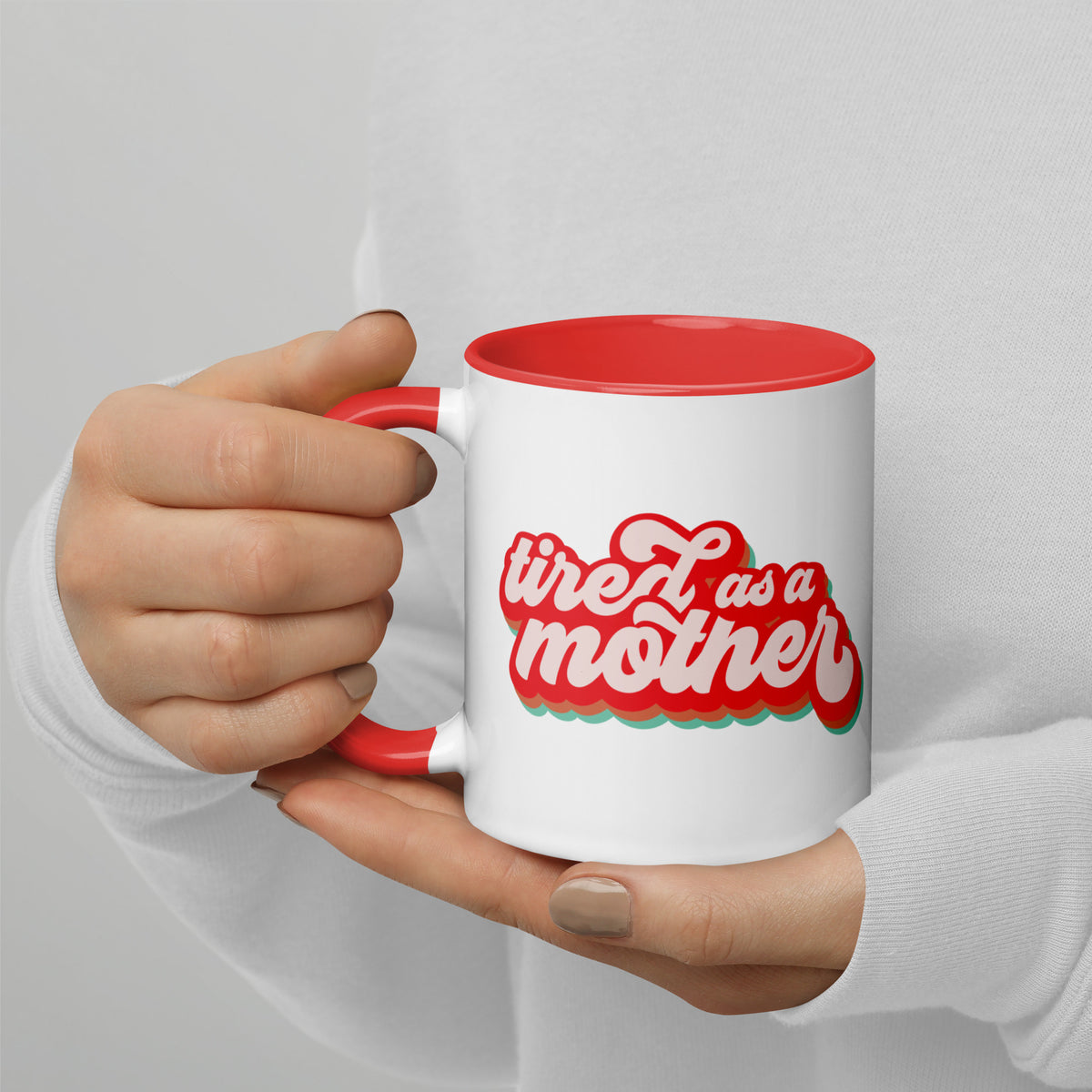 Tired as a Mother Retro Accent Coffee Mug | Funny Mom Gift - Spinsterly Co
