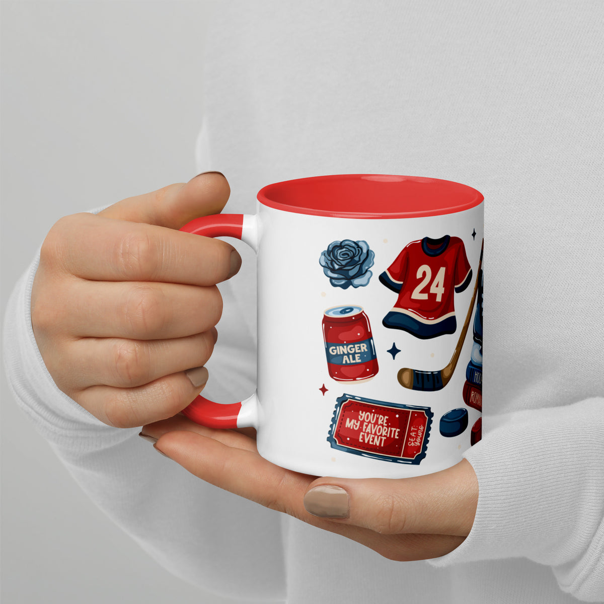 Queer Hockey Romance Scatter Pattern Accent Coffee Mug | Bookish Sports Romance Gift - Spinsterly Co