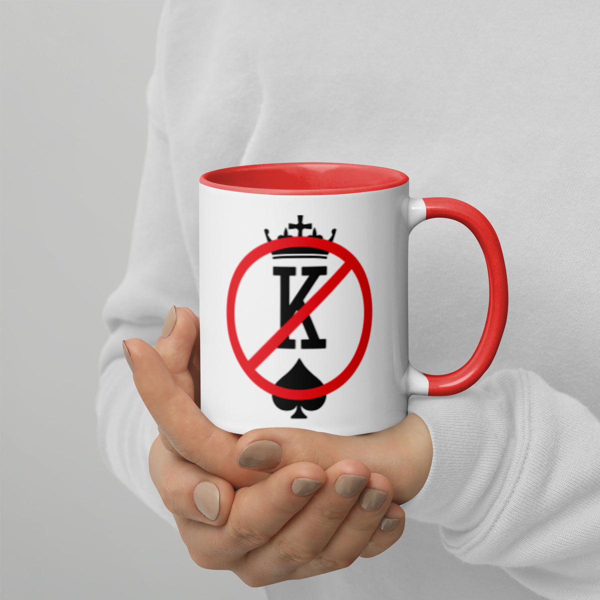 No Kings Prohibition Symbol Accent Coffee Mug | Funny Anti-Monarchy Political Gift - Spinsterly Co