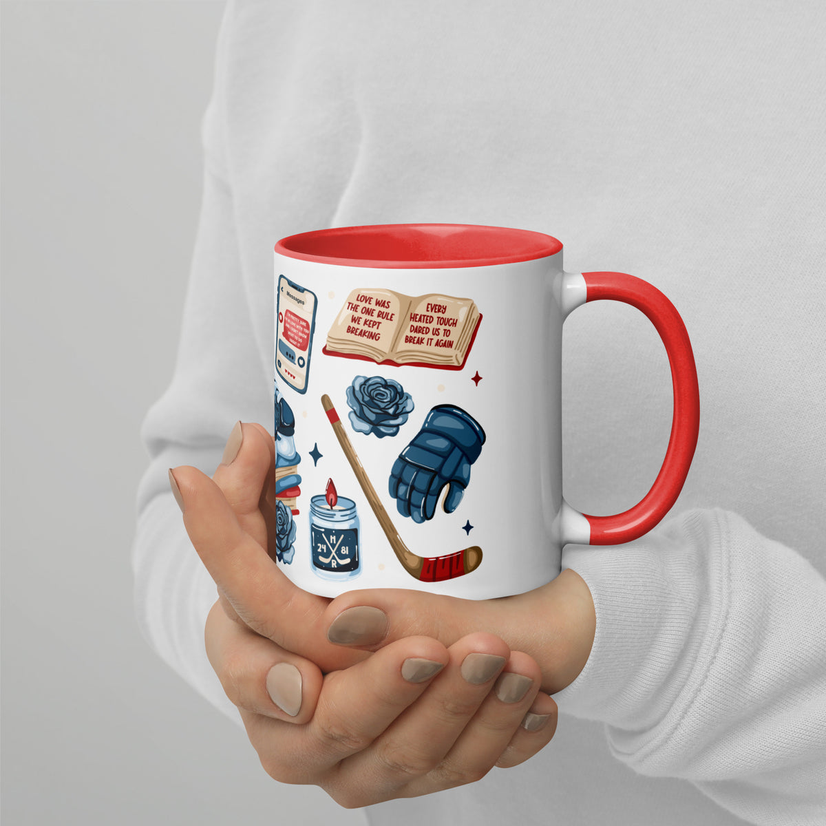 Queer Hockey Romance Scatter Pattern Accent Coffee Mug | Bookish Sports Romance Gift - Spinsterly Co