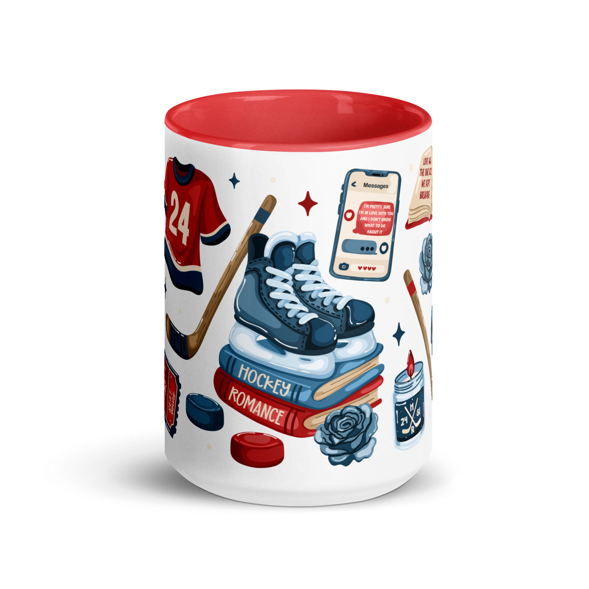 Queer Hockey Romance Scatter Pattern Accent Coffee Mug | Bookish Sports Romance Gift - Spinsterly Co