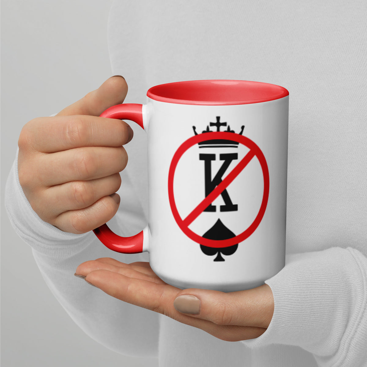No Kings Prohibition Symbol Accent Coffee Mug | Funny Anti-Monarchy Political Gift - Spinsterly Co