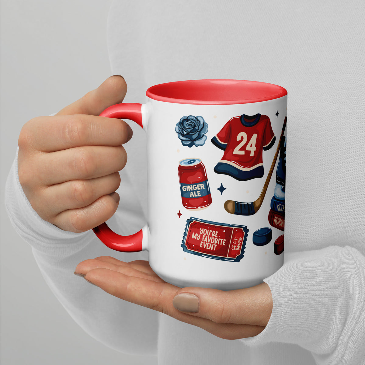 Queer Hockey Romance Scatter Pattern Accent Coffee Mug | Bookish Sports Romance Gift - Spinsterly Co