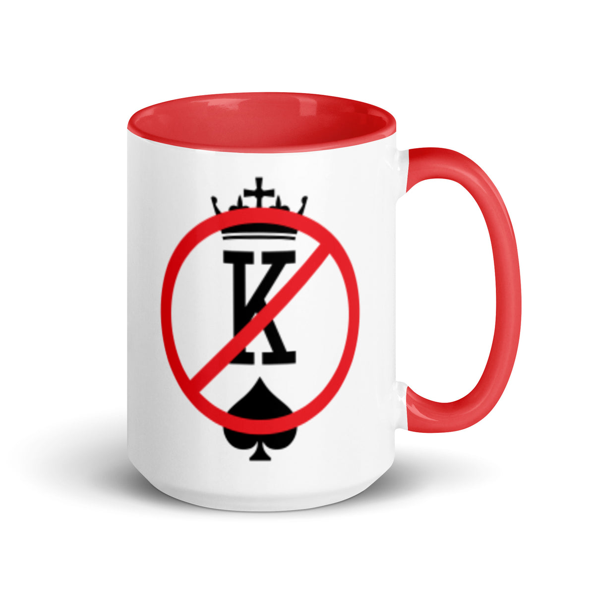 No Kings Prohibition Symbol Accent Coffee Mug | Funny Anti-Monarchy Political Gift - Spinsterly Co