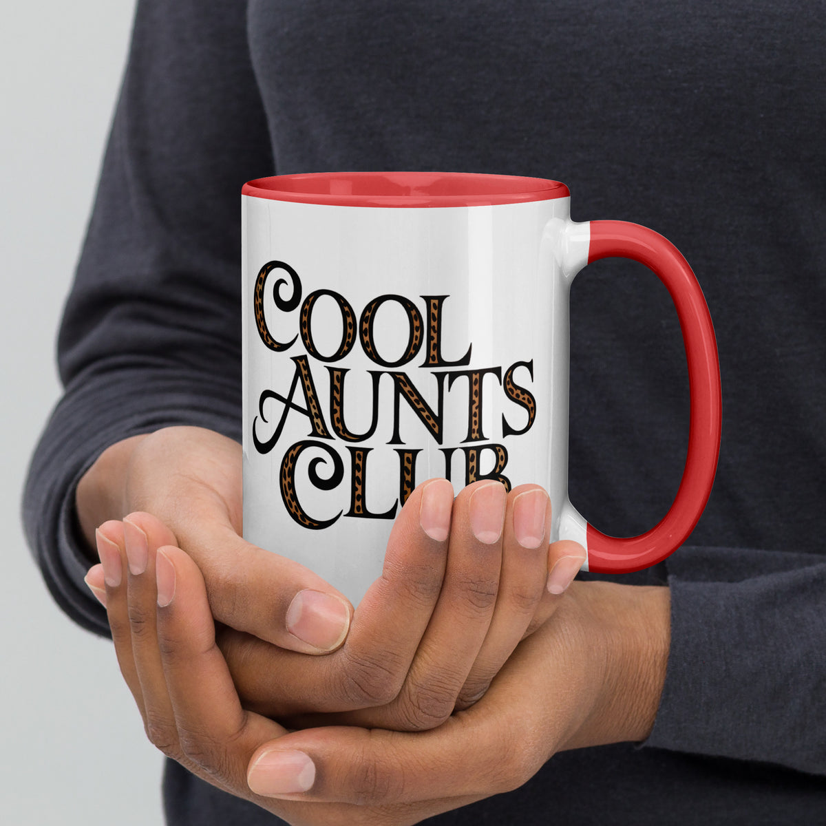 Cool Aunts Club Accent Coffee Mug | Funny Aunt Gift Red Interior Ceramic Mug - Spinsterly Co
