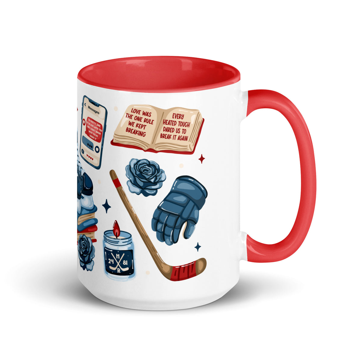 Queer Hockey Romance Scatter Pattern Accent Coffee Mug | Bookish Sports Romance Gift - Spinsterly Co