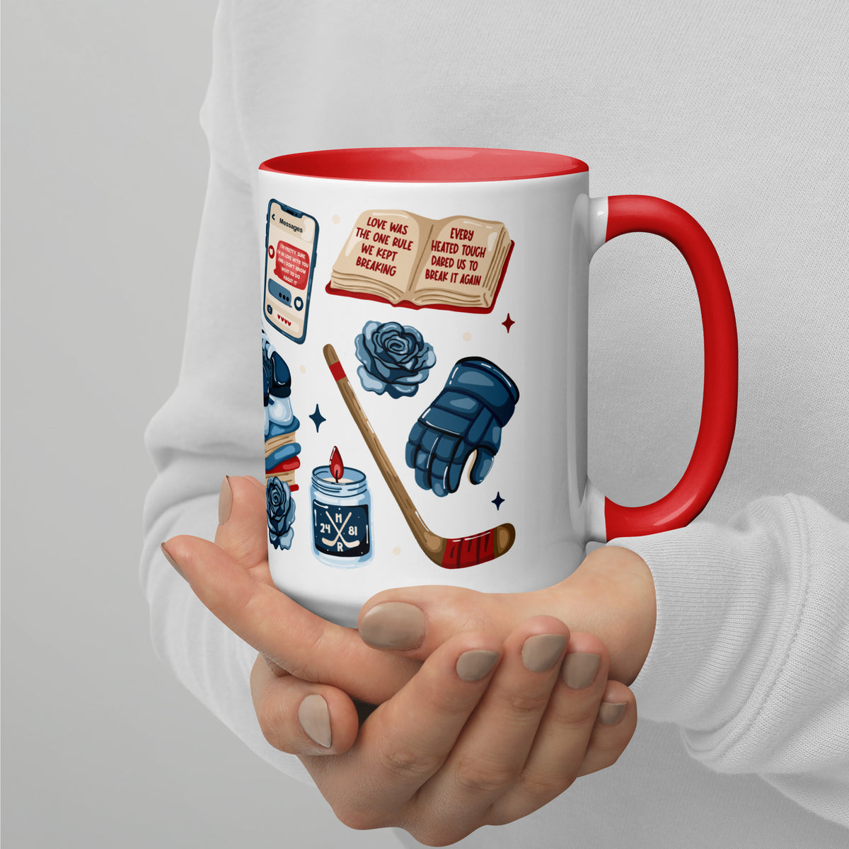 Queer Hockey Romance Scatter Pattern Accent Coffee Mug | Bookish Sports Romance Gift - Spinsterly Co