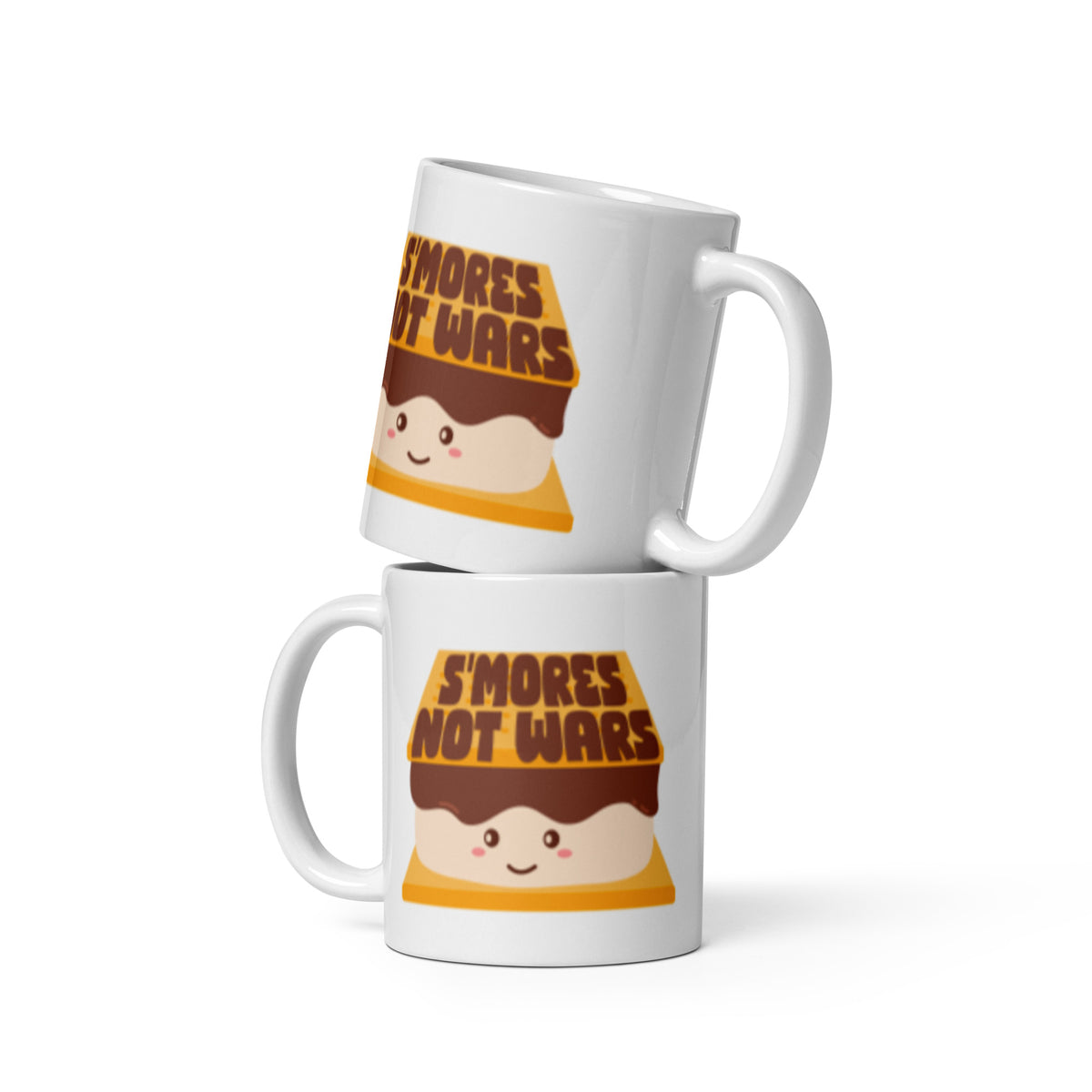 S'mores Not Wars Kawaii S'more White Glossy Mug | Funny Cozy Campfire Gift - Spinsterly Co