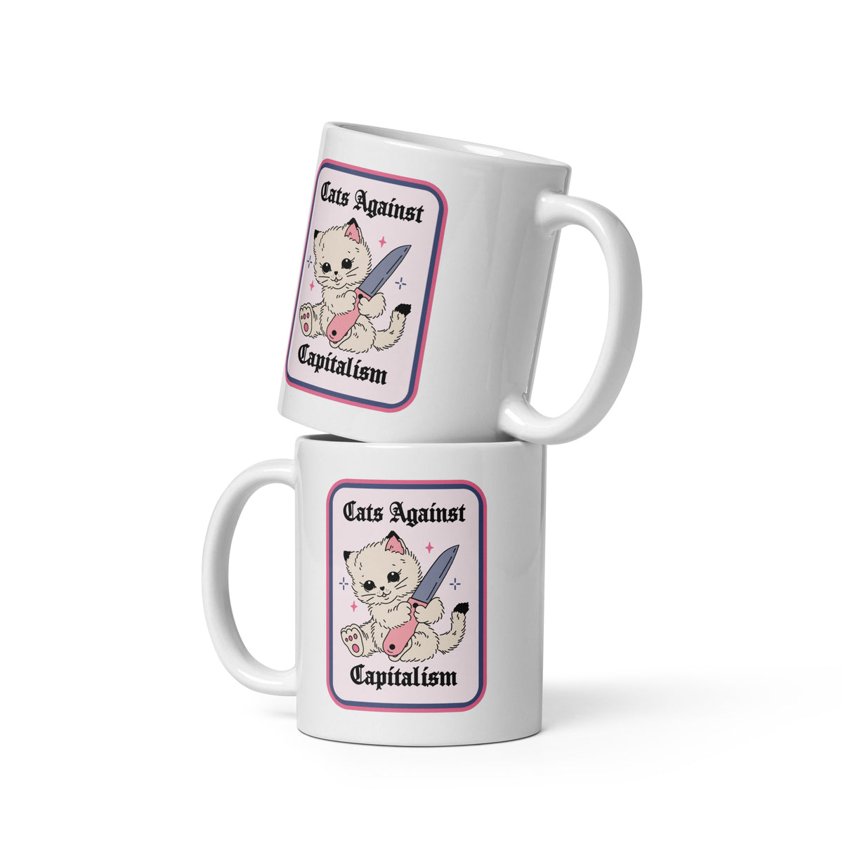 Cats Against Capitalism Glossy White Coffee Mug | Funny Protest Cat Gift - Spinsterly Co