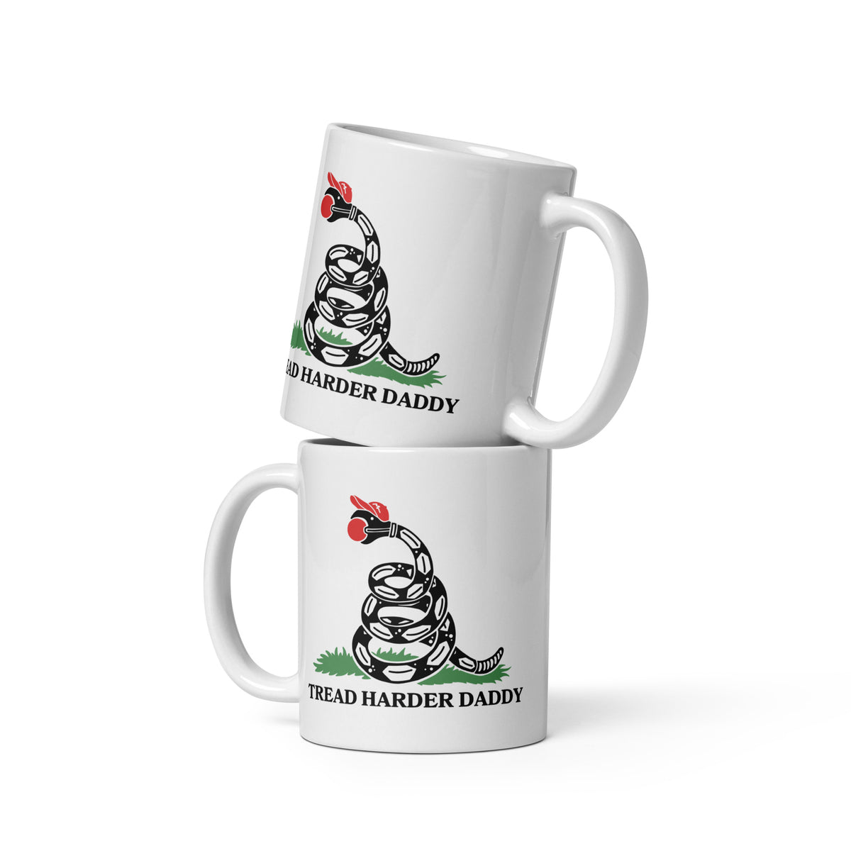 Tread Harder Daddy Coiled Snake Parody White Glossy Mug | Funny Political Feminist Gift - Spinsterly Co