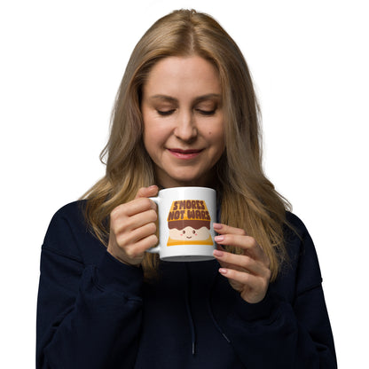 S'mores Not Wars Kawaii S'more White Glossy Mug | Funny Cozy Campfire Gift - Spinsterly Co