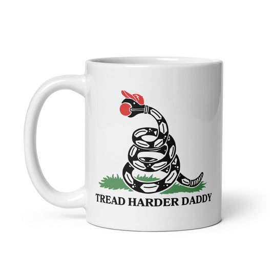 Tread Harder Daddy Coiled Snake Parody White Glossy Mug | Funny Political Feminist Gift - Spinsterly Co