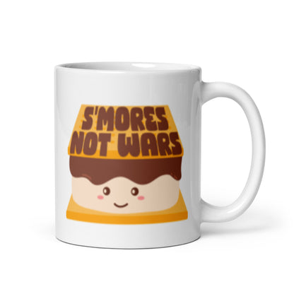 S'mores Not Wars Kawaii S'more White Glossy Mug | Funny Cozy Campfire Gift - Spinsterly Co