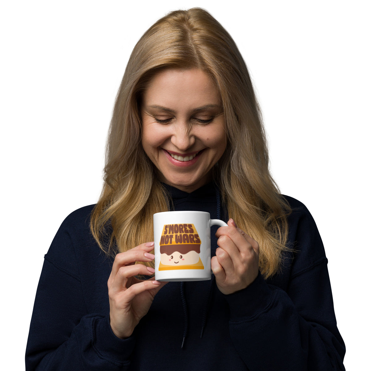 S'mores Not Wars Kawaii S'more White Glossy Mug | Funny Cozy Campfire Gift - Spinsterly Co