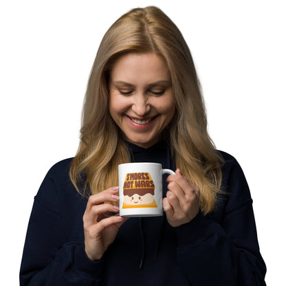 S'mores Not Wars Kawaii S'more White Glossy Mug | Funny Cozy Campfire Gift - Spinsterly Co