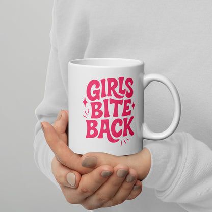 Girls Bite Back Glossy White Coffee Mug | Feminist Sassy Gift - Spinsterly Co