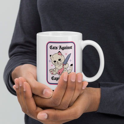 Cats Against Capitalism Glossy White Coffee Mug | Funny Protest Cat Gift - Spinsterly Co