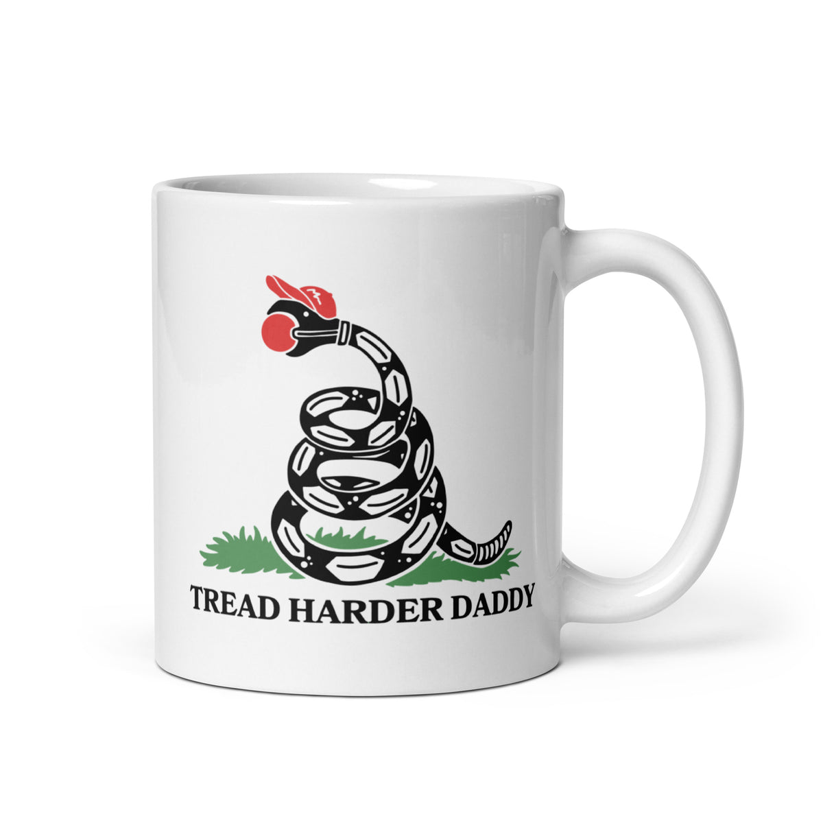 Tread Harder Daddy Coiled Snake Parody White Glossy Mug | Funny Political Feminist Gift - Spinsterly Co