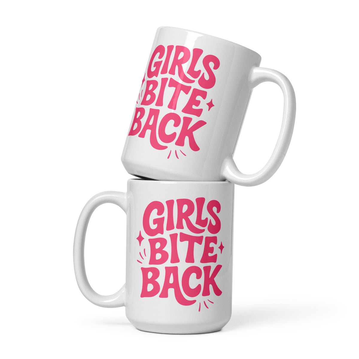 Girls Bite Back Glossy White Coffee Mug | Feminist Sassy Gift - Spinsterly Co