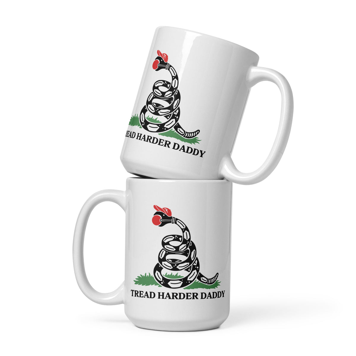 Tread Harder Daddy Coiled Snake Parody White Glossy Mug | Funny Political Feminist Gift - Spinsterly Co