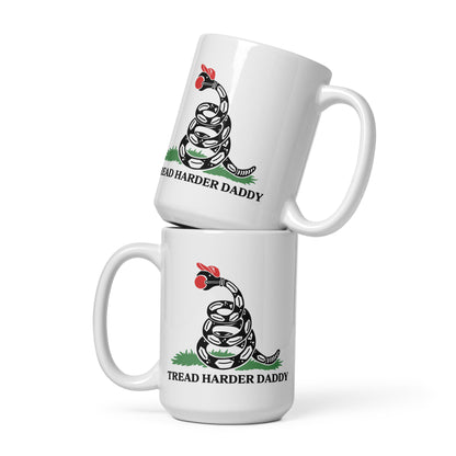 Tread Harder Daddy Coiled Snake Parody White Glossy Mug | Funny Political Feminist Gift - Spinsterly Co
