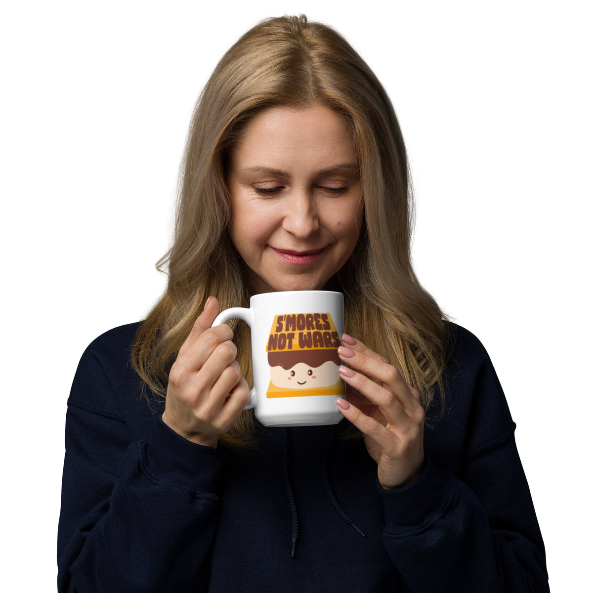 S'mores Not Wars Kawaii S'more White Glossy Mug | Funny Cozy Campfire Gift - Spinsterly Co