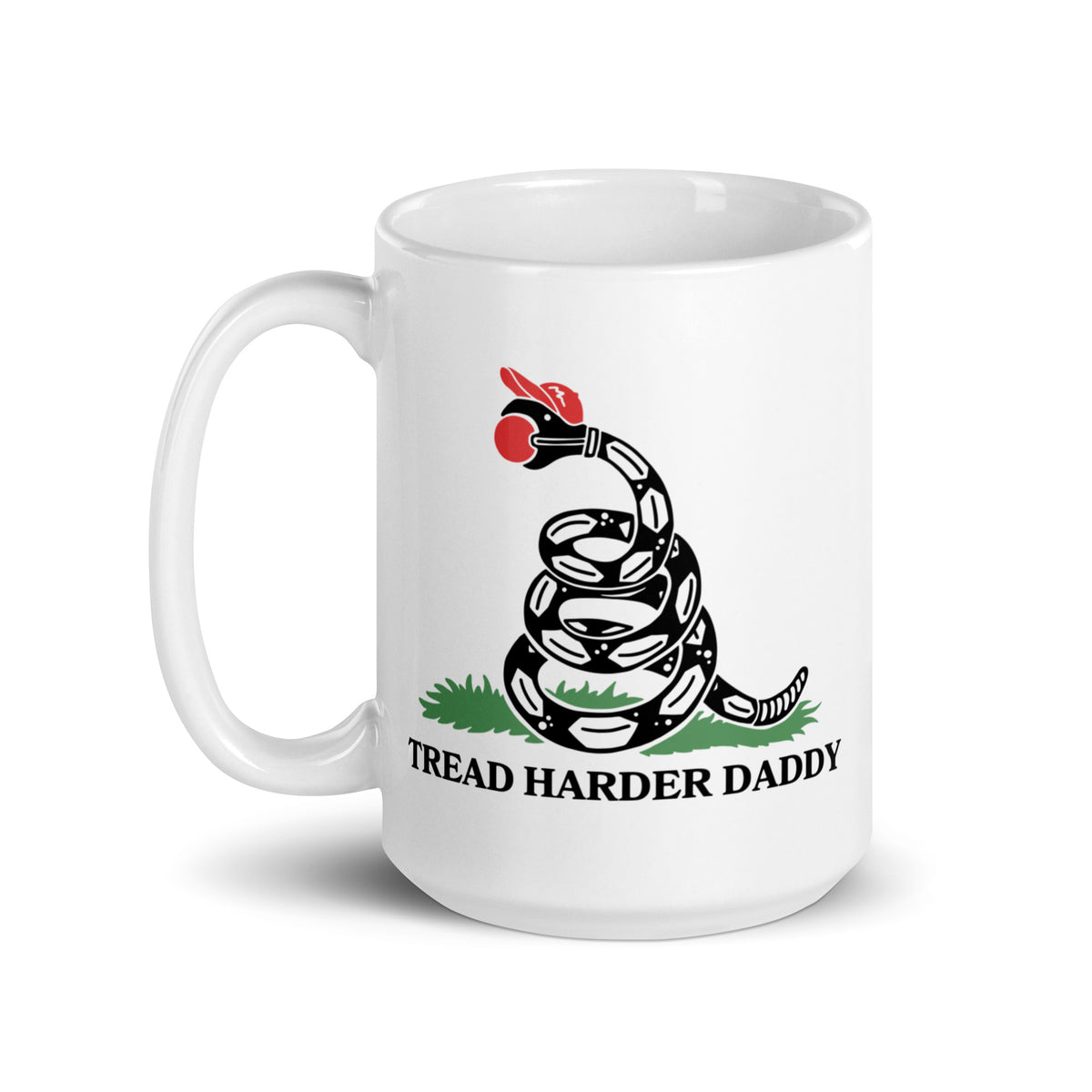 Tread Harder Daddy Coiled Snake Parody White Glossy Mug | Funny Political Feminist Gift - Spinsterly Co