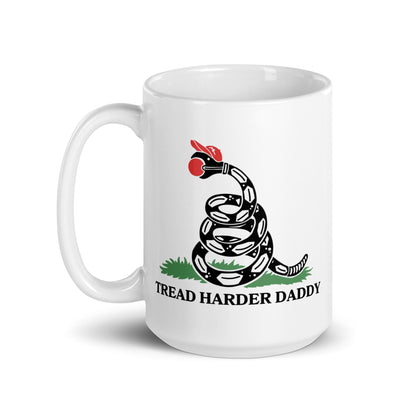 Tread Harder Daddy Coiled Snake Parody White Glossy Mug | Funny Political Feminist Gift - Spinsterly Co