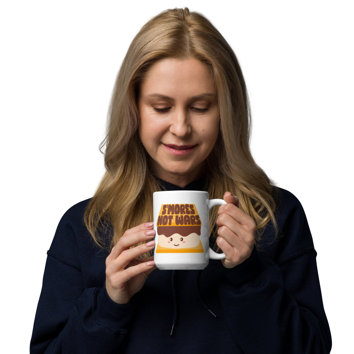 S'mores Not Wars Kawaii S'more White Glossy Mug | Funny Cozy Campfire Gift - Spinsterly Co