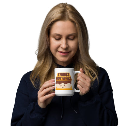 S'mores Not Wars Kawaii S'more White Glossy Mug | Funny Cozy Campfire Gift - Spinsterly Co