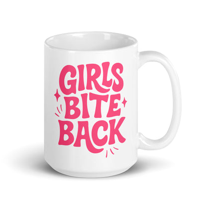 Girls Bite Back Glossy White Coffee Mug | Feminist Sassy Gift - Spinsterly Co